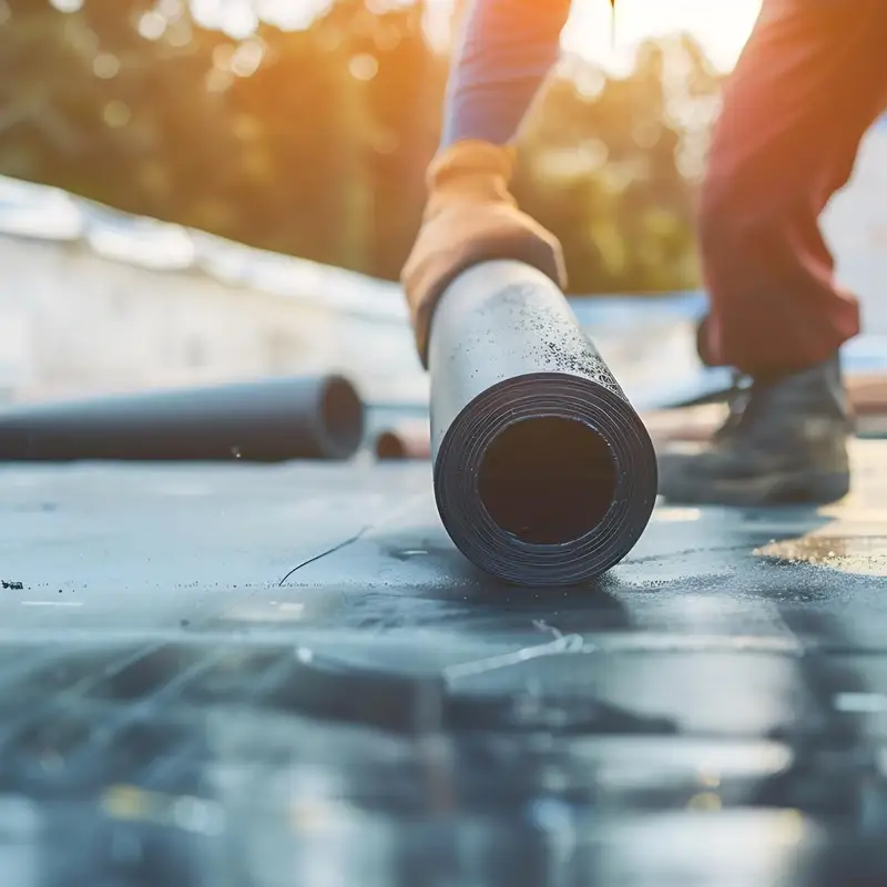 Ouvrier effectuant l'étanchéité d'une toiture